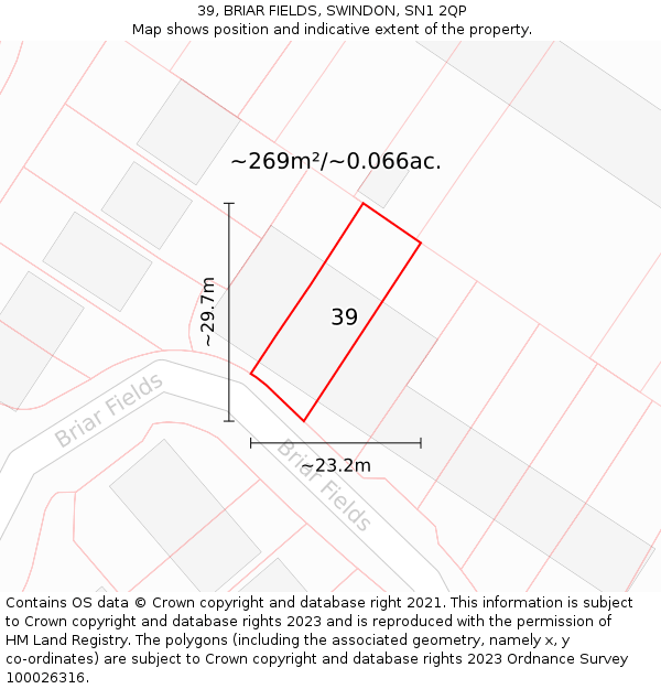 39, BRIAR FIELDS, SWINDON, SN1 2QP: Plot and title map