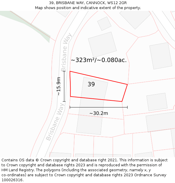 39, BRISBANE WAY, CANNOCK, WS12 2GR: Plot and title map