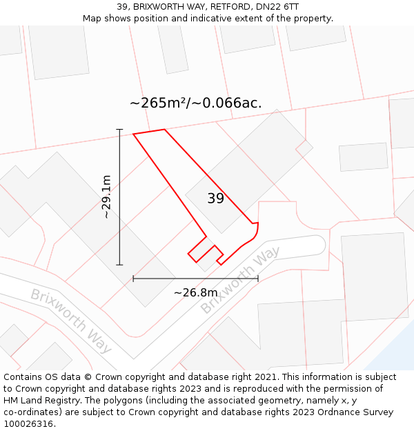 39, BRIXWORTH WAY, RETFORD, DN22 6TT: Plot and title map