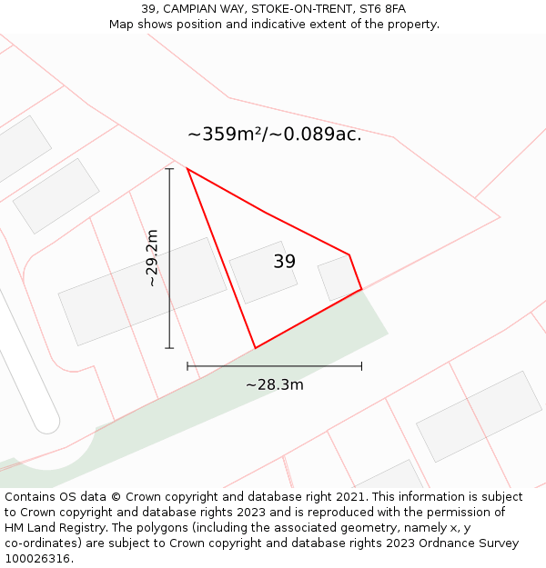 39, CAMPIAN WAY, STOKE-ON-TRENT, ST6 8FA: Plot and title map