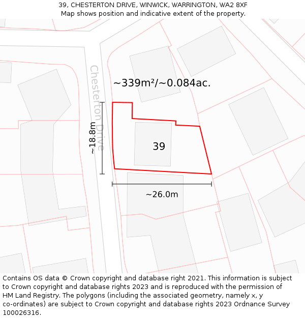 39, CHESTERTON DRIVE, WINWICK, WARRINGTON, WA2 8XF: Plot and title map