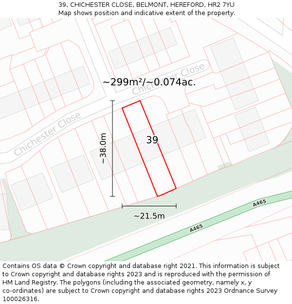 39, CHICHESTER CLOSE, BELMONT, HEREFORD, HR2 7YU: Plot and title map