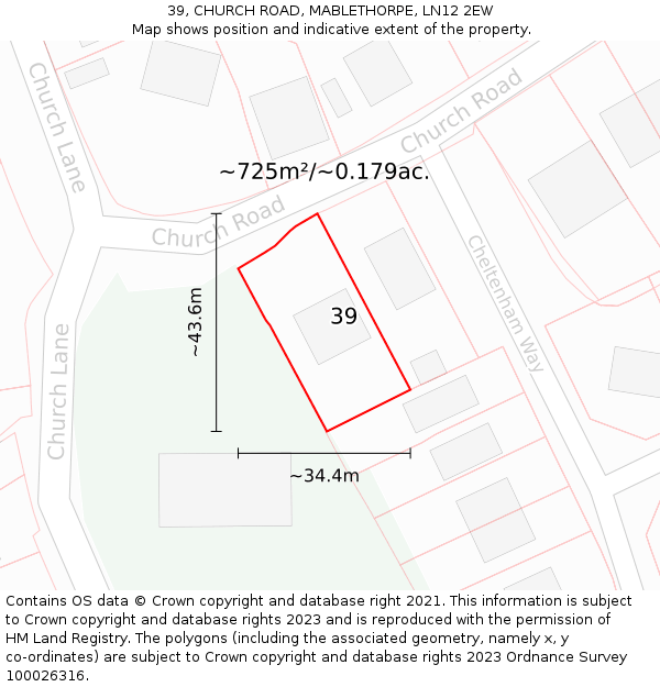 39, CHURCH ROAD, MABLETHORPE, LN12 2EW: Plot and title map