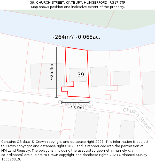 39, CHURCH STREET, KINTBURY, HUNGERFORD, RG17 9TR: Plot and title map