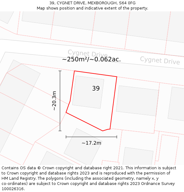 39, CYGNET DRIVE, MEXBOROUGH, S64 0FG: Plot and title map