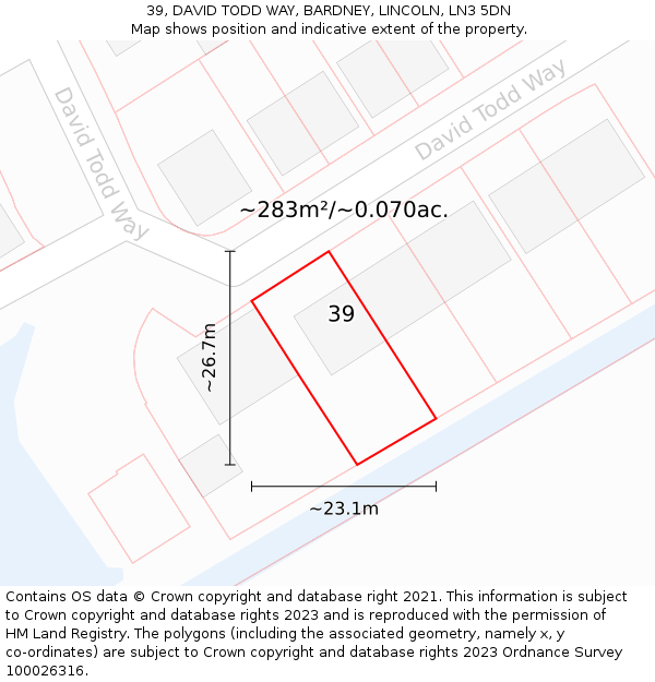 39, DAVID TODD WAY, BARDNEY, LINCOLN, LN3 5DN: Plot and title map