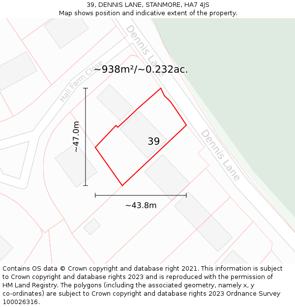 39, DENNIS LANE, STANMORE, HA7 4JS: Plot and title map