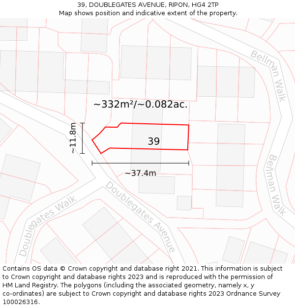 39, DOUBLEGATES AVENUE, RIPON, HG4 2TP: Plot and title map
