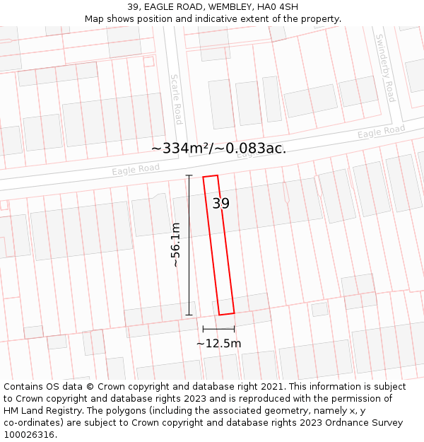 39, EAGLE ROAD, WEMBLEY, HA0 4SH: Plot and title map