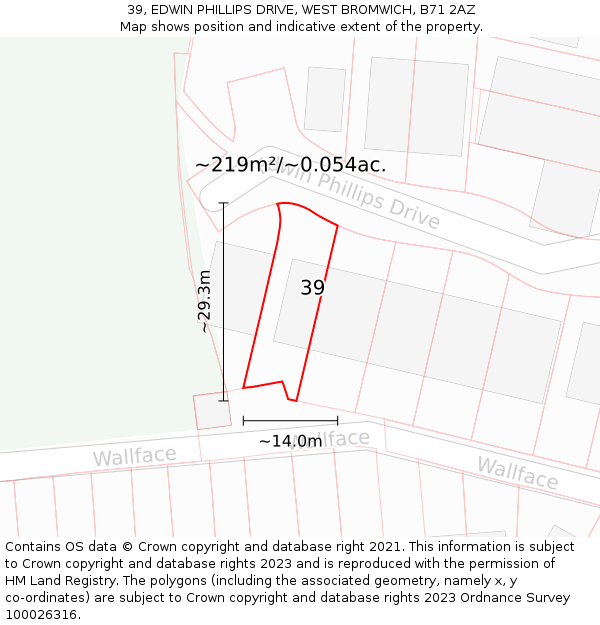 39, EDWIN PHILLIPS DRIVE, WEST BROMWICH, B71 2AZ: Plot and title map