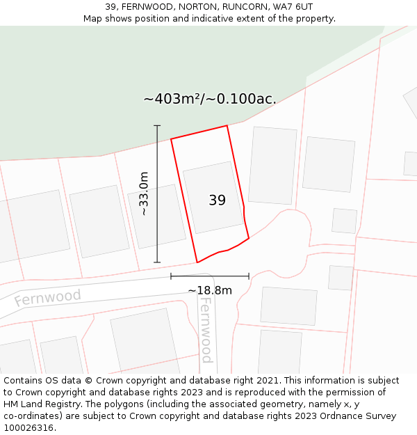 39, FERNWOOD, NORTON, RUNCORN, WA7 6UT: Plot and title map