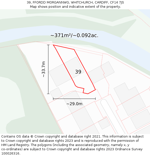 39, FFORDD MORGANNWG, WHITCHURCH, CARDIFF, CF14 7JS: Plot and title map
