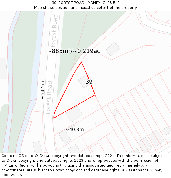 39, FOREST ROAD, LYDNEY, GL15 5LE: Plot and title map
