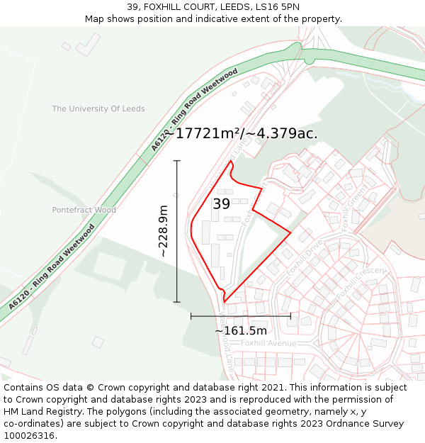 39, FOXHILL COURT, LEEDS, LS16 5PN: Plot and title map
