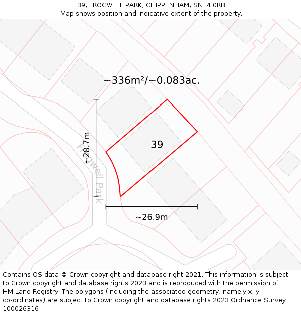 39, FROGWELL PARK, CHIPPENHAM, SN14 0RB: Plot and title map