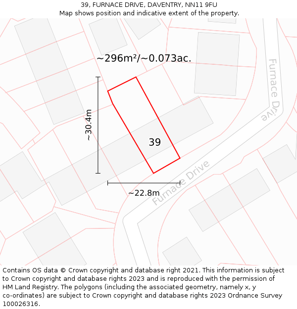 39, FURNACE DRIVE, DAVENTRY, NN11 9FU: Plot and title map