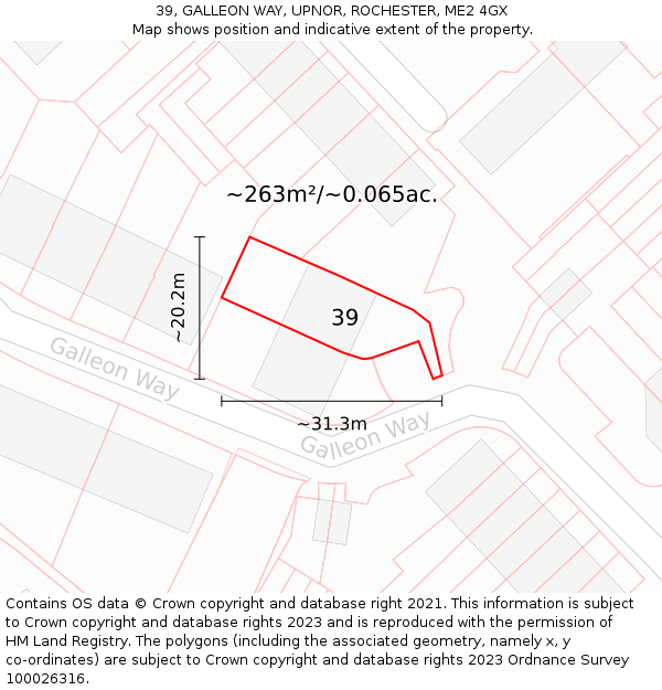 39, GALLEON WAY, UPNOR, ROCHESTER, ME2 4GX: Plot and title map