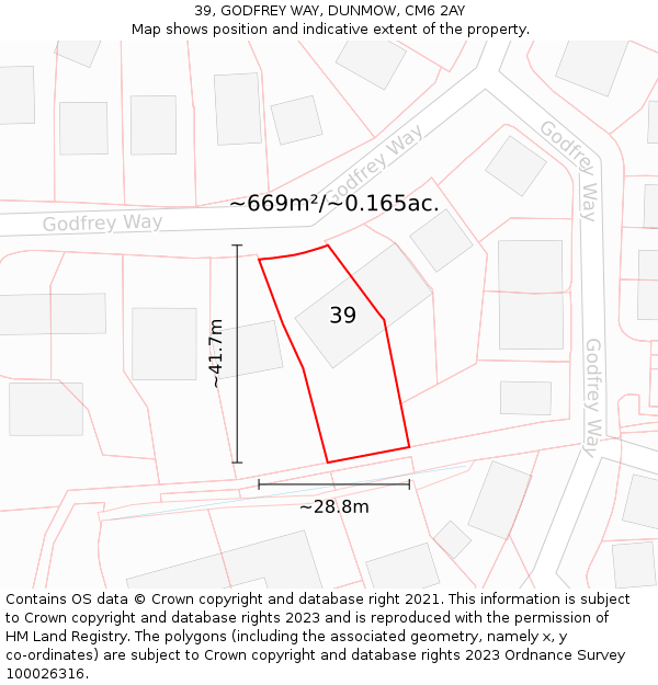 39, GODFREY WAY, DUNMOW, CM6 2AY: Plot and title map