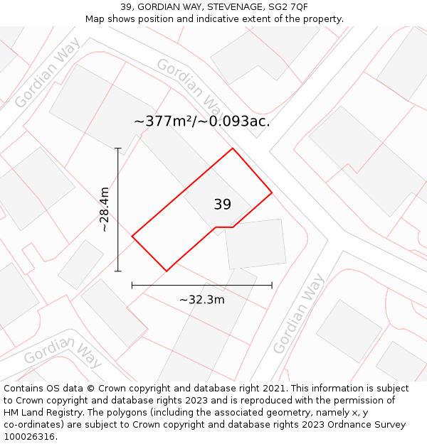 39, GORDIAN WAY, STEVENAGE, SG2 7QF: Plot and title map