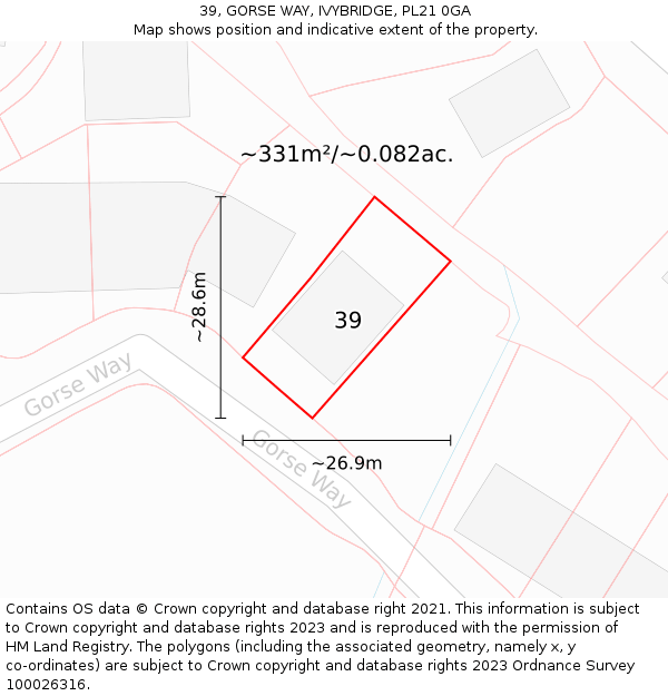 39, GORSE WAY, IVYBRIDGE, PL21 0GA: Plot and title map