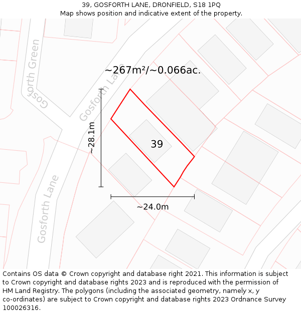 39, GOSFORTH LANE, DRONFIELD, S18 1PQ: Plot and title map
