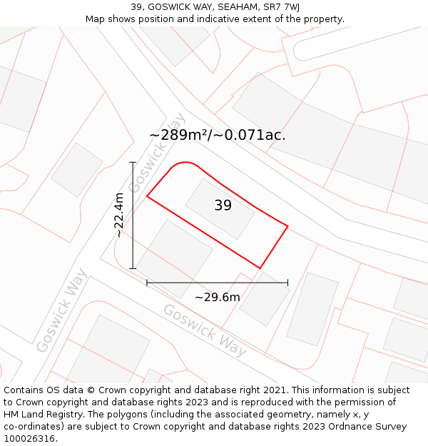 39, GOSWICK WAY, SEAHAM, SR7 7WJ: Plot and title map