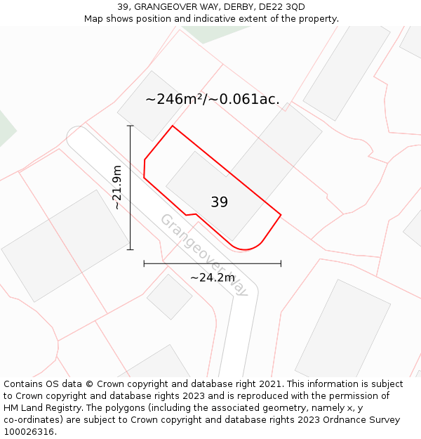 39, GRANGEOVER WAY, DERBY, DE22 3QD: Plot and title map