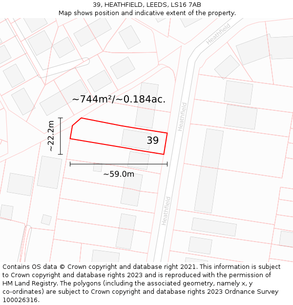 39, HEATHFIELD, LEEDS, LS16 7AB: Plot and title map