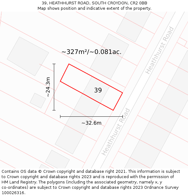39, HEATHHURST ROAD, SOUTH CROYDON, CR2 0BB: Plot and title map