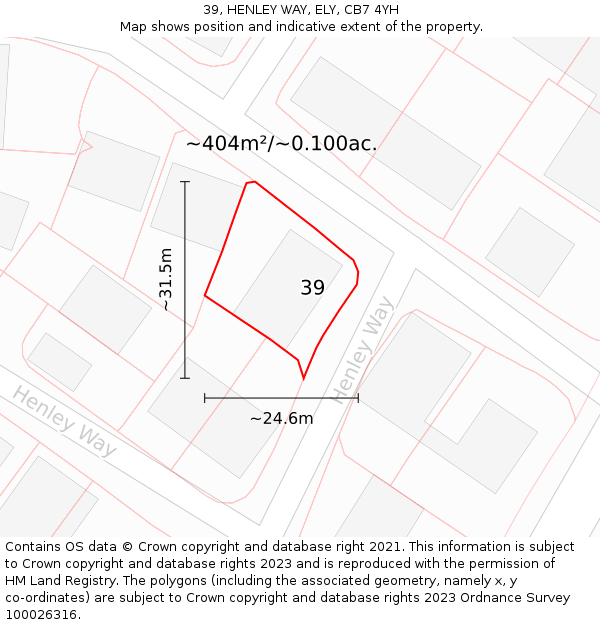 39, HENLEY WAY, ELY, CB7 4YH: Plot and title map