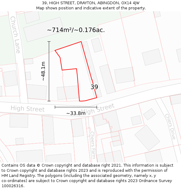 39, HIGH STREET, DRAYTON, ABINGDON, OX14 4JW: Plot and title map