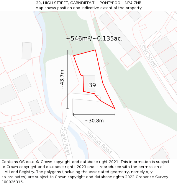 39, HIGH STREET, GARNDIFFAITH, PONTYPOOL, NP4 7NR: Plot and title map