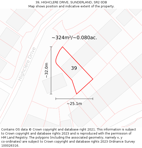 39, HIGHCLERE DRIVE, SUNDERLAND, SR2 0DB: Plot and title map