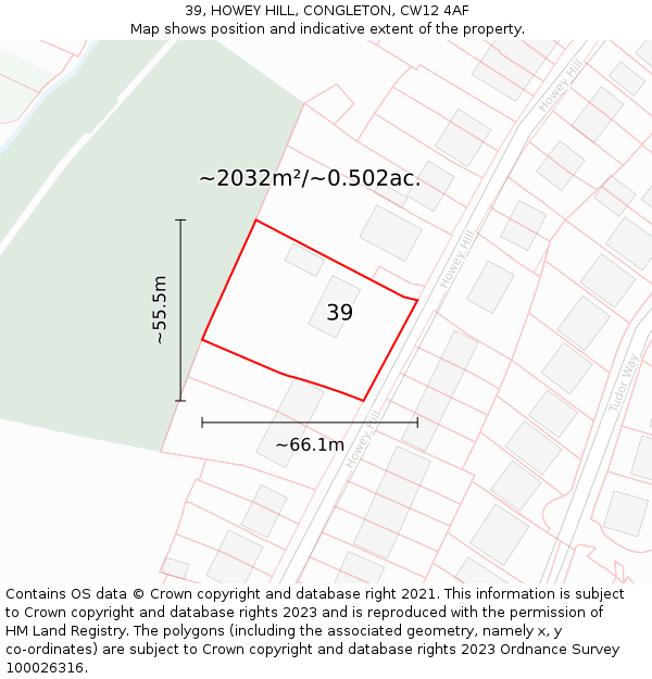 39, HOWEY HILL, CONGLETON, CW12 4AF: Plot and title map