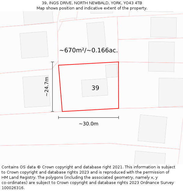 39, INGS DRIVE, NORTH NEWBALD, YORK, YO43 4TB: Plot and title map