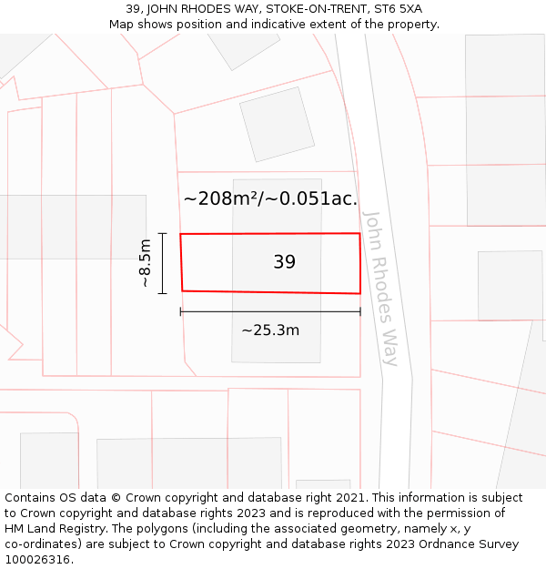 39, JOHN RHODES WAY, STOKE-ON-TRENT, ST6 5XA: Plot and title map