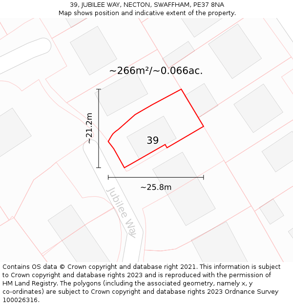 39, JUBILEE WAY, NECTON, SWAFFHAM, PE37 8NA: Plot and title map
