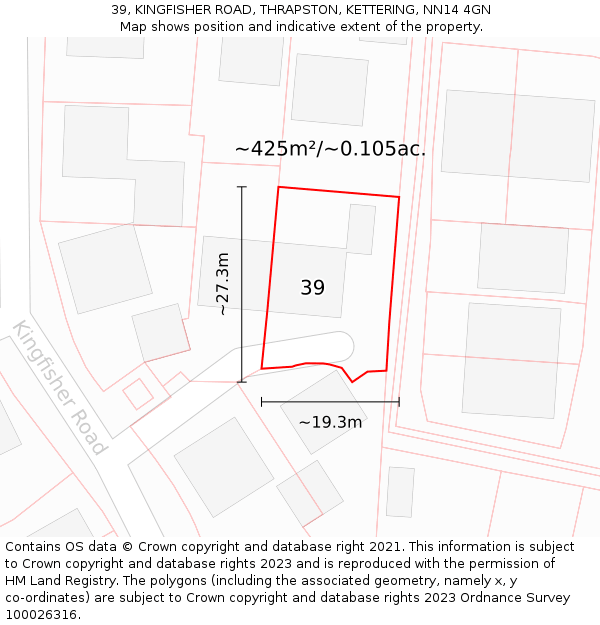 39, KINGFISHER ROAD, THRAPSTON, KETTERING, NN14 4GN: Plot and title map