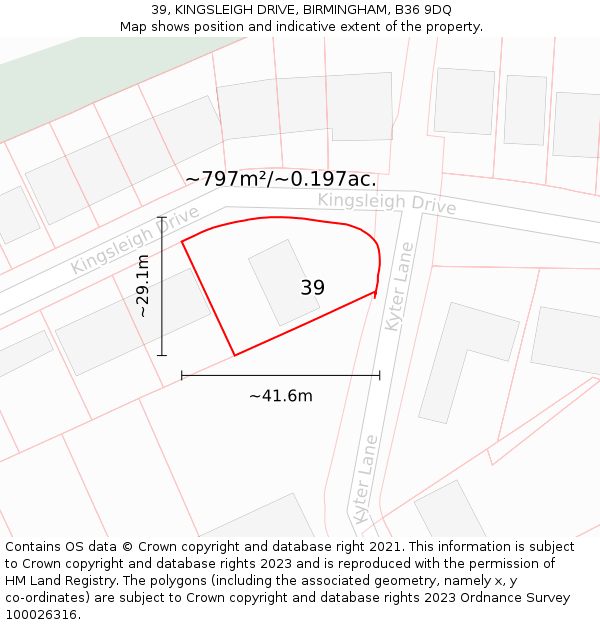 39, KINGSLEIGH DRIVE, BIRMINGHAM, B36 9DQ: Plot and title map
