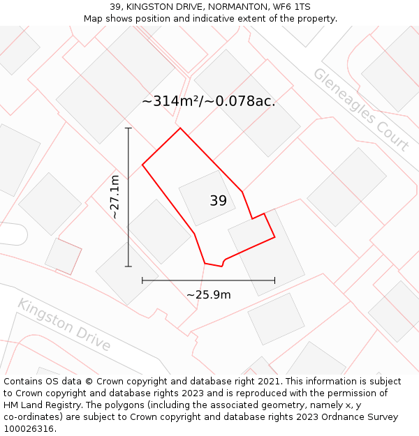 39, KINGSTON DRIVE, NORMANTON, WF6 1TS: Plot and title map