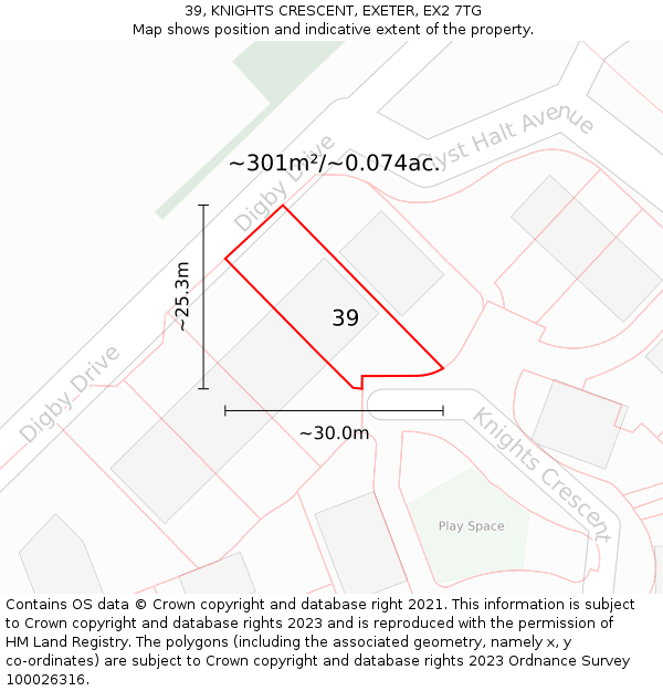 39, KNIGHTS CRESCENT, EXETER, EX2 7TG: Plot and title map