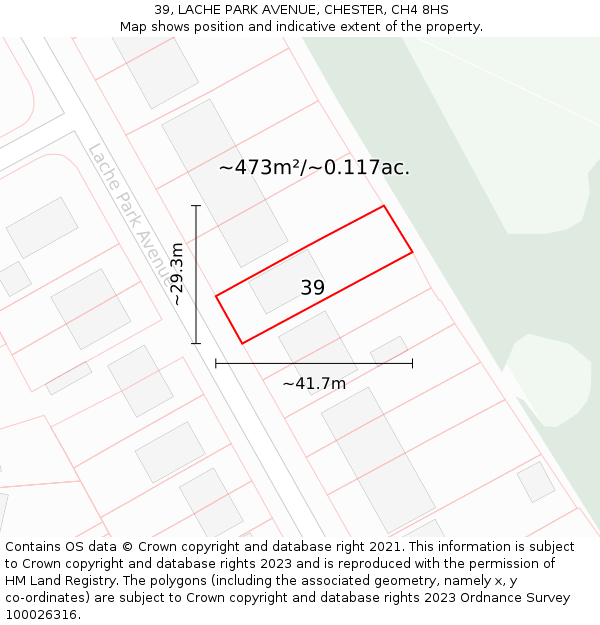 39, LACHE PARK AVENUE, CHESTER, CH4 8HS: Plot and title map