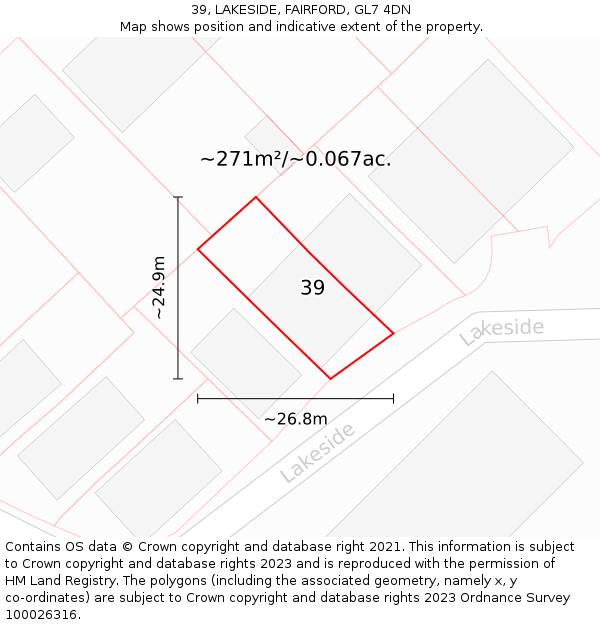 39, LAKESIDE, FAIRFORD, GL7 4DN: Plot and title map