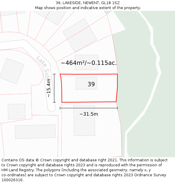 39, LAKESIDE, NEWENT, GL18 1SZ: Plot and title map