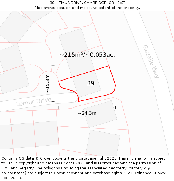 39, LEMUR DRIVE, CAMBRIDGE, CB1 9XZ: Plot and title map