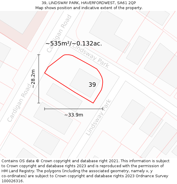 39, LINDSWAY PARK, HAVERFORDWEST, SA61 2QP: Plot and title map
