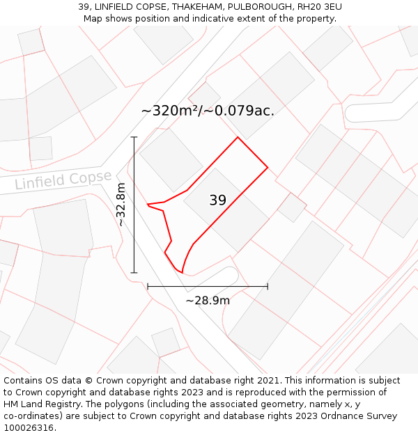 39, LINFIELD COPSE, THAKEHAM, PULBOROUGH, RH20 3EU: Plot and title map