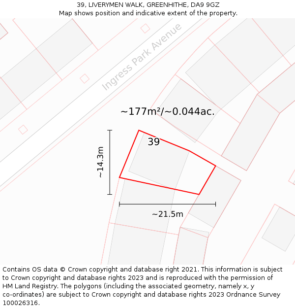 39, LIVERYMEN WALK, GREENHITHE, DA9 9GZ: Plot and title map