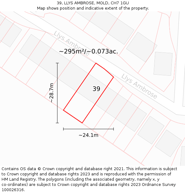 39, LLYS AMBROSE, MOLD, CH7 1GU: Plot and title map