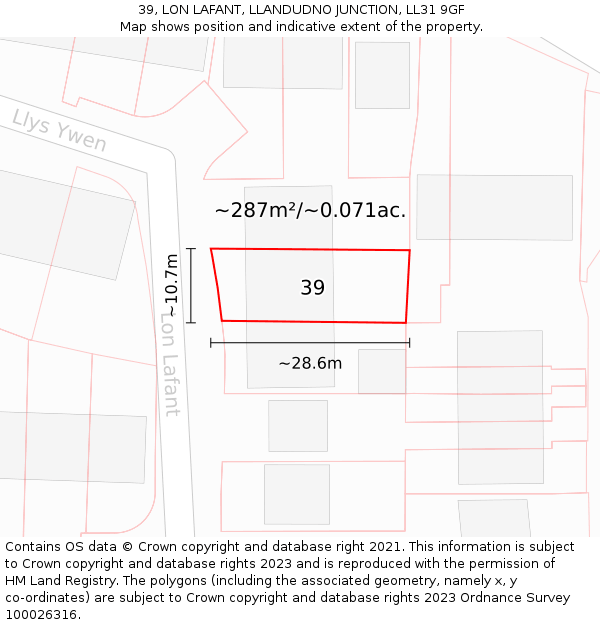 39, LON LAFANT, LLANDUDNO JUNCTION, LL31 9GF: Plot and title map